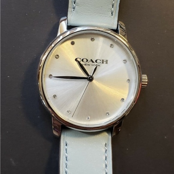 Coach Grand Watch With 36mm Silver Face & Light Green Tone Leather Band - Picture 2 of 5